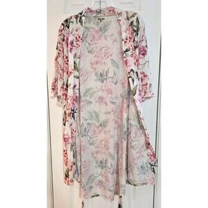 Show Me your MUMU Brie Pink Floral Rose Short Robe Garden of Blooms One Size